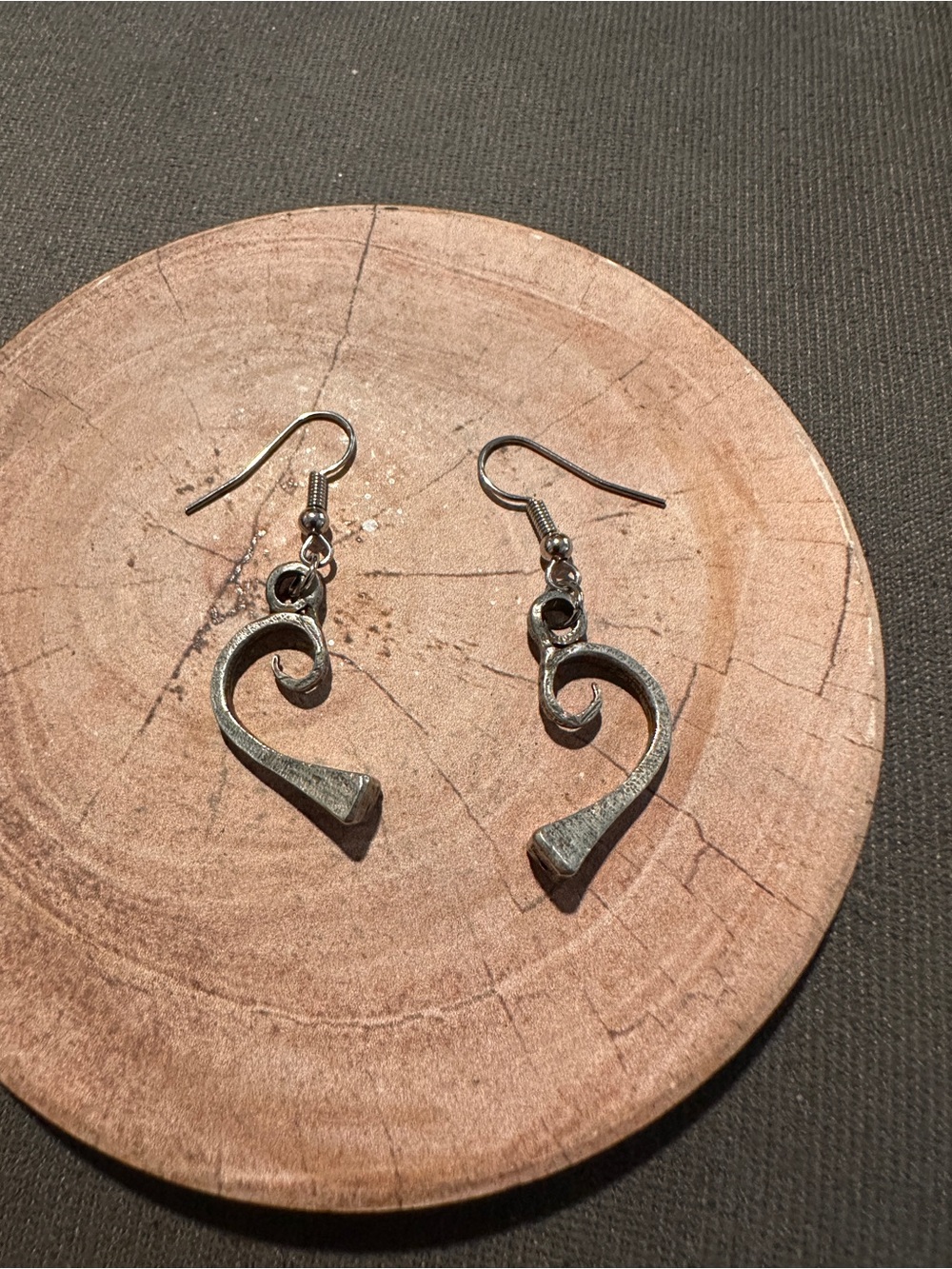 Hand forged horse shoe nail Drop Earrings
